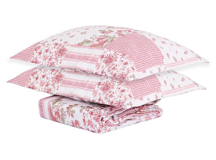 QUILT ANDES ESTAMPADO PATCHWORK ROSADO KING - 2