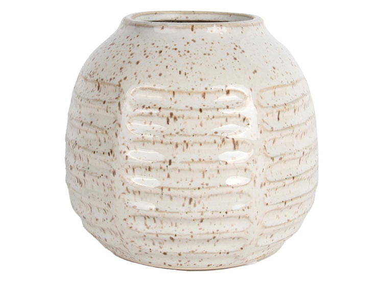 FLORERO MAISON LINETT ACANALADO CERÁMICA BEIGE - 1