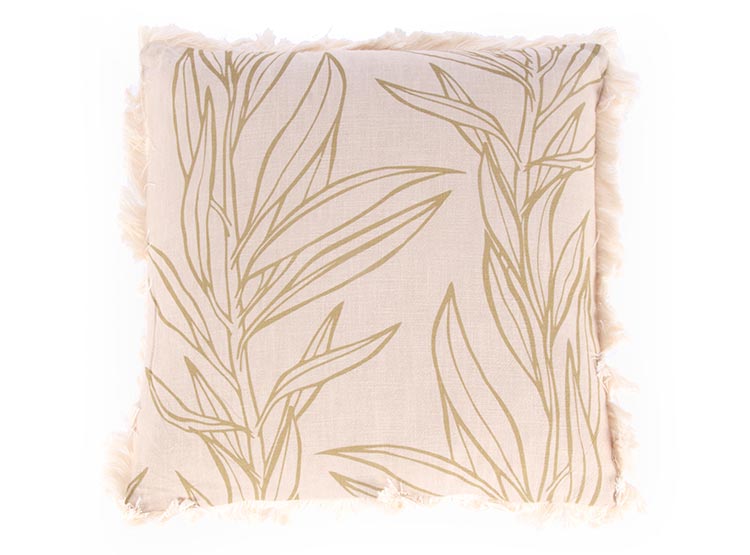 COJIN RIPLEY HOME HOJAS FLECOS ANA 42 X 42 CM BEIGE