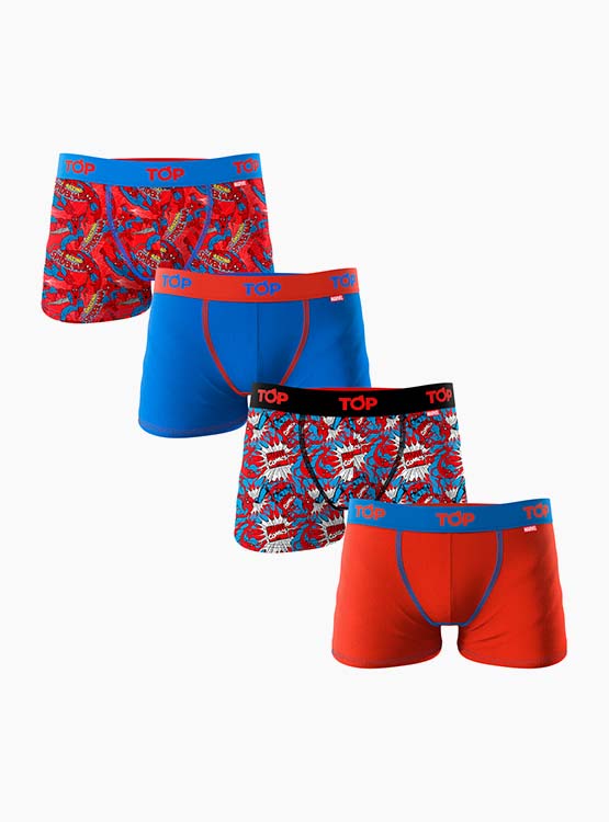 PACK X4 BÓXER ALGODÓN PARA NIÑO TOP MARVEL