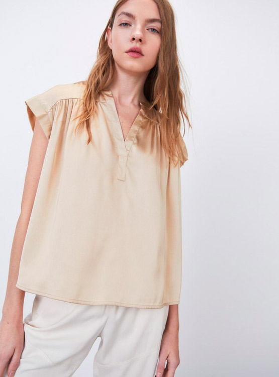 BLUSA SFERA SATINADA MANGA CORTA - 3