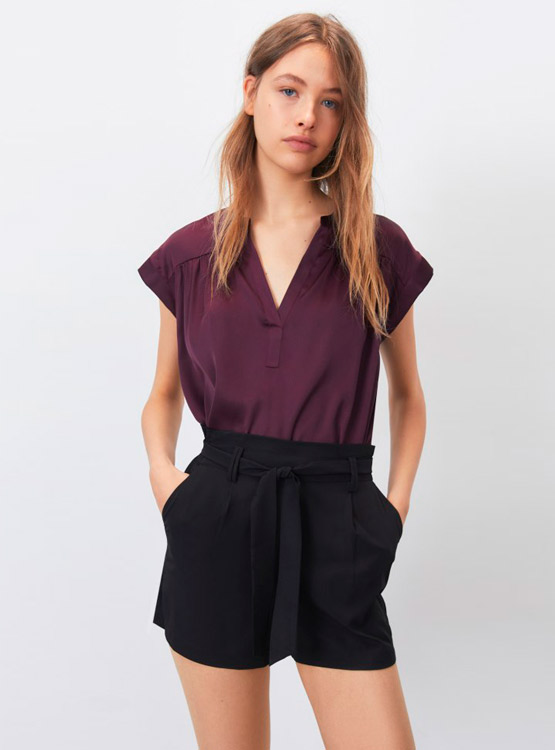 BLUSA SFERA SATINADA MANGA CORTA - 3