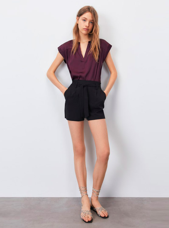 BLUSA SFERA SATINADA MANGA CORTA - 1