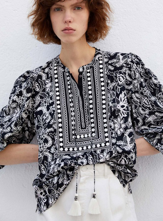 BLUSA SFERA DE FLORES MANGA LARGA - 3