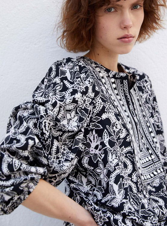 BLUSA SFERA DE FLORES MANGA LARGA - 4