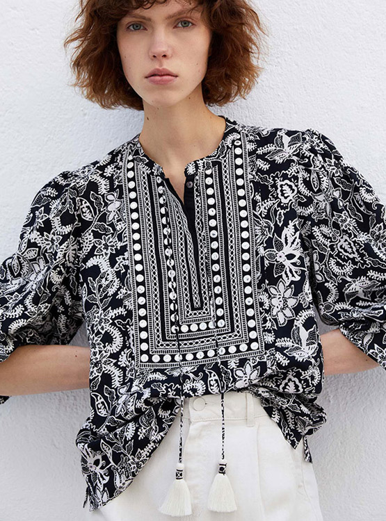 BLUSA SFERA DE FLORES MANGA LARGA - 5