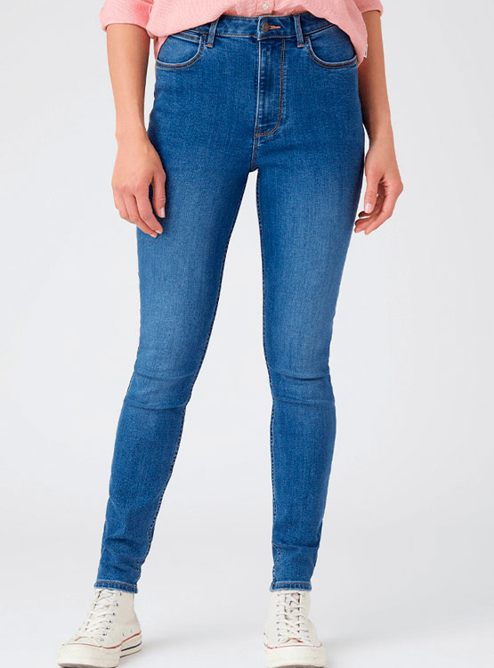 Wrangler HIGH SKINNY - Jeans Skinny Fit - Blue Love/blue Denim