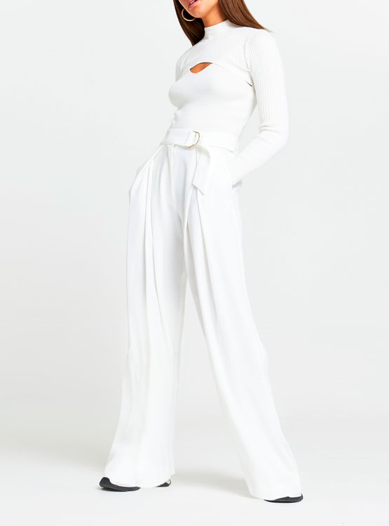 Combinaison Pantalon River Island Blanc Rayé - Taille UK 6 (XS) Femme - Occasion Très Bon état