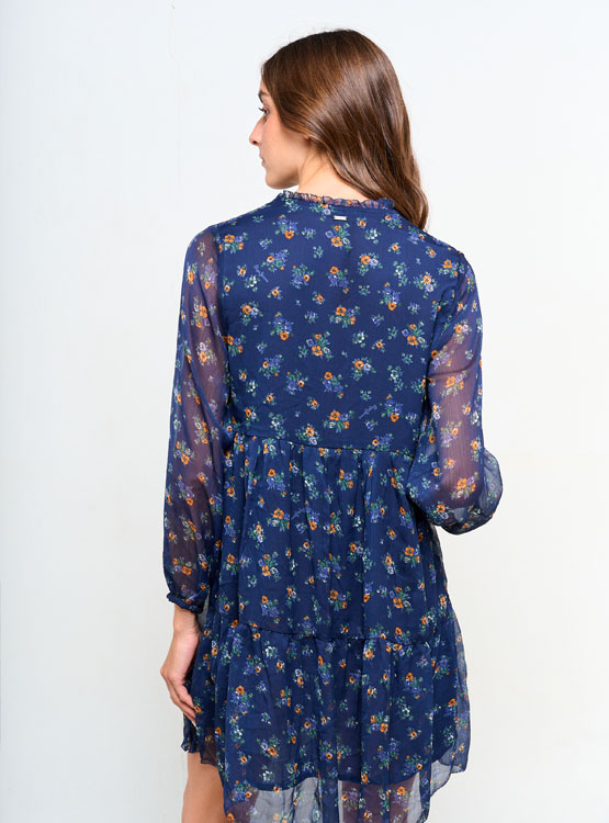 Robe Bleu à Motifs Femme Pepe jeans Eyra Bleu - Prêt-à-Porter