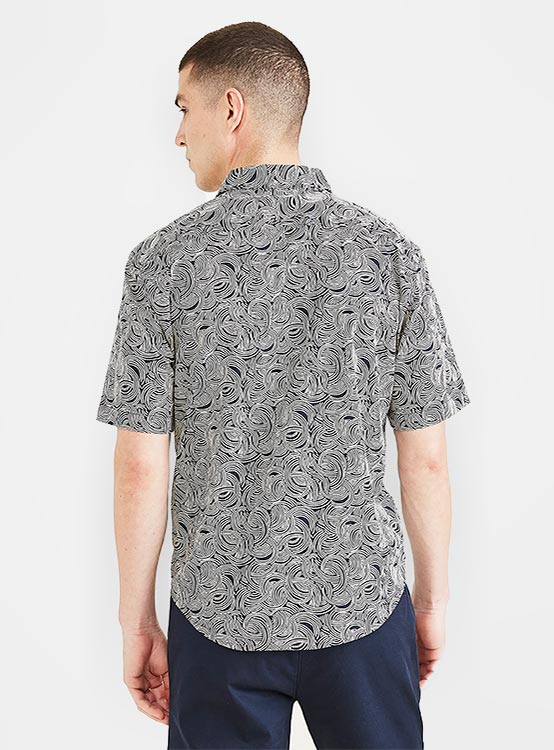 Elanbells Camisa De Vestir Casual De Manga Corta Con Botones Para Hombre, Negro