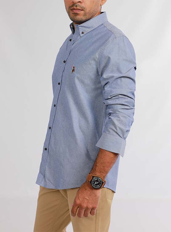 CAMISA US POLO ASSN MANGA LARGA OXFORD - 3