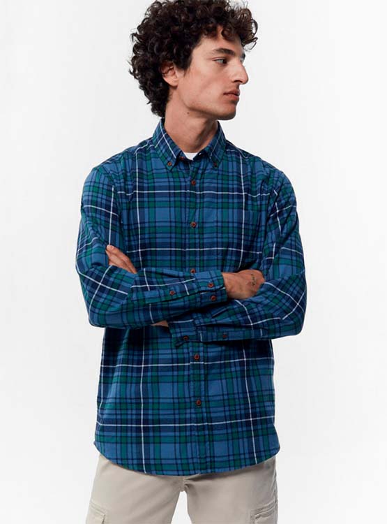 Essentials - Camisa de franela de manga larga para hombre, ciruela con cuadros, talla XS Essentials - Camisa de franela de manga larga para hombre, ciruela con cuadros, talla XS