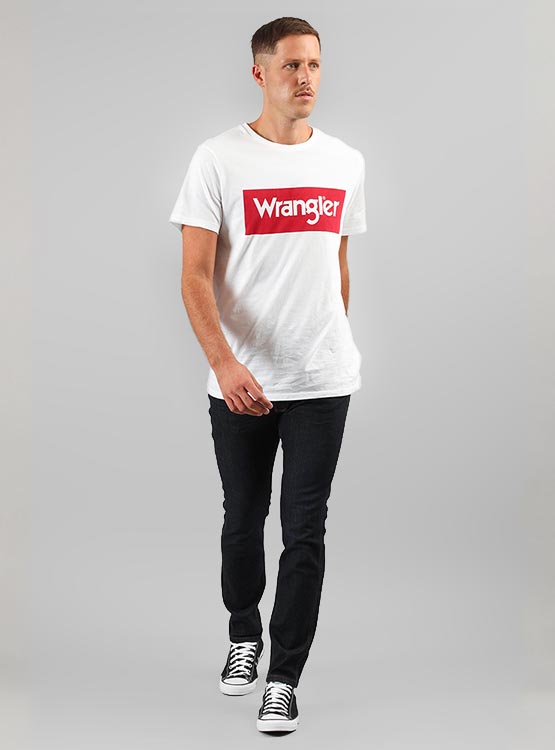 Jean Skinny Wrangler Bryson Homme – Taille Mi-Haute, Délavé Bleu Clair – 94% Coton, Stretch