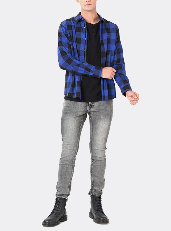 Camisa Hombre Manga Larga Cuadros Franela Casual Moda | Meses Sin Interés