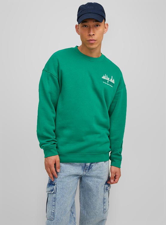 Jack & Jones JORCUT CREW NECK - Felpa - galaxy blue/blu fluo