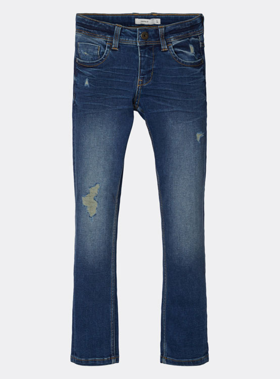 NAME IT Damen Jeans Dunkelblau – Dänisches Design, Aus Bio-Baumwolle & Recyceltem Polyester