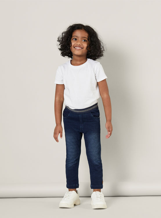 NAME IT Jogger Jeans Bimba In Cotone Organico, Pantaloni Elasticizzati Con Vita Regolabile, Comodi E Sostenibili